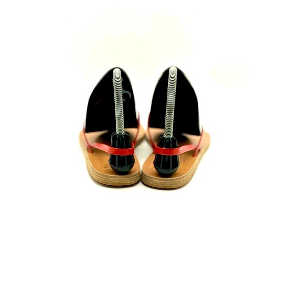 Ancient Greek Sandals Women Size 7 Flat Thong Knot Sandals Red Heel Strap - Picture 5 of 7